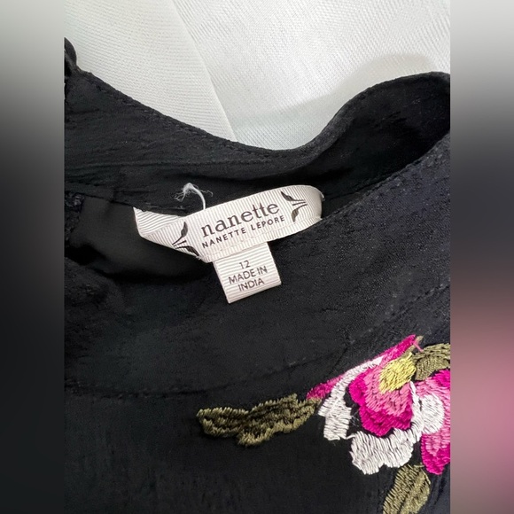 Nanette Lepore Black Whimsigoth Floral Embroidered Fit & Flare Mini Dress 12 - Picture 12 of 14